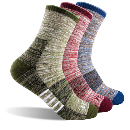 FEIDEER Women's Hiking Walking Socks, Multi-pack Outdoor Recreation Socks Wicking Cushion Crew Socks
