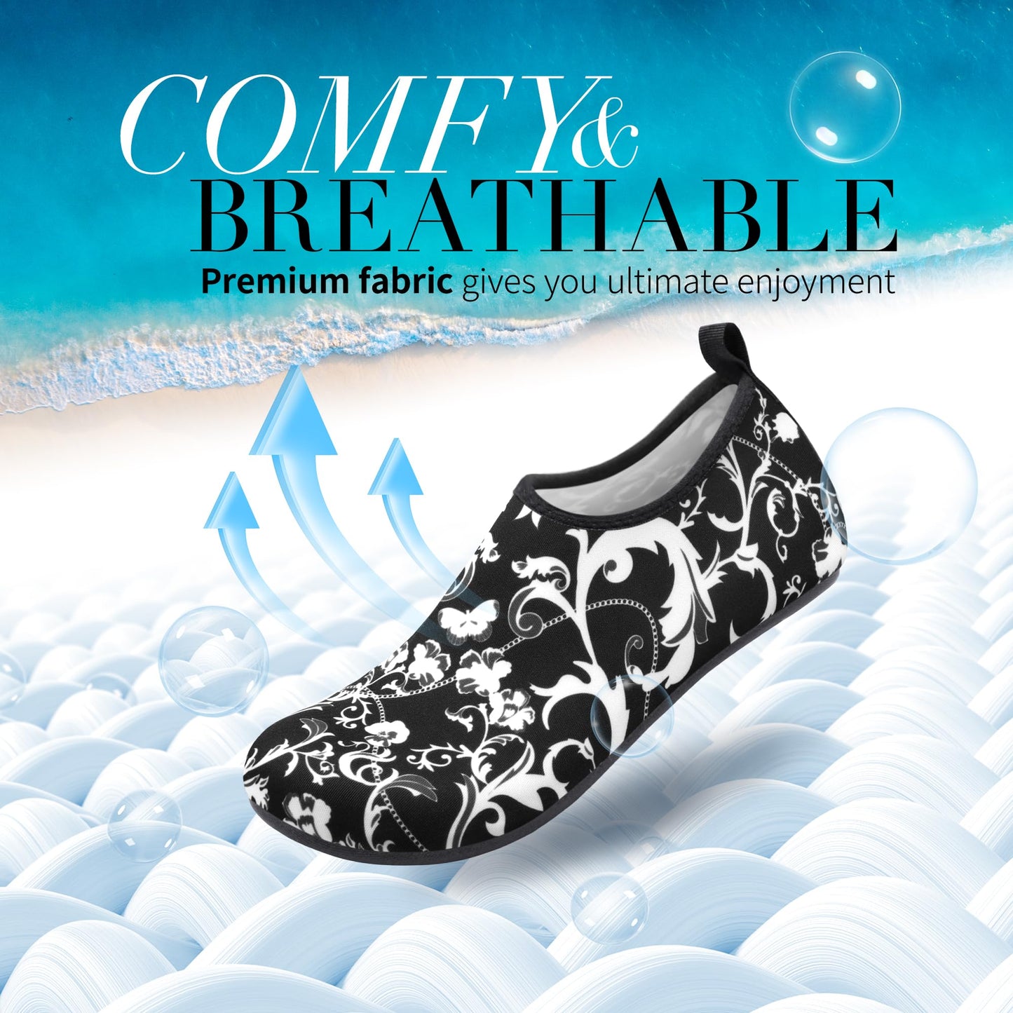 Homitem Water Shoes for Women Men Aqua Socks Swim Beach Pool River Slip-On Barefoot Quick-Dry Vacation Cruise Essentials Accessories for Yoga Kayak Sports