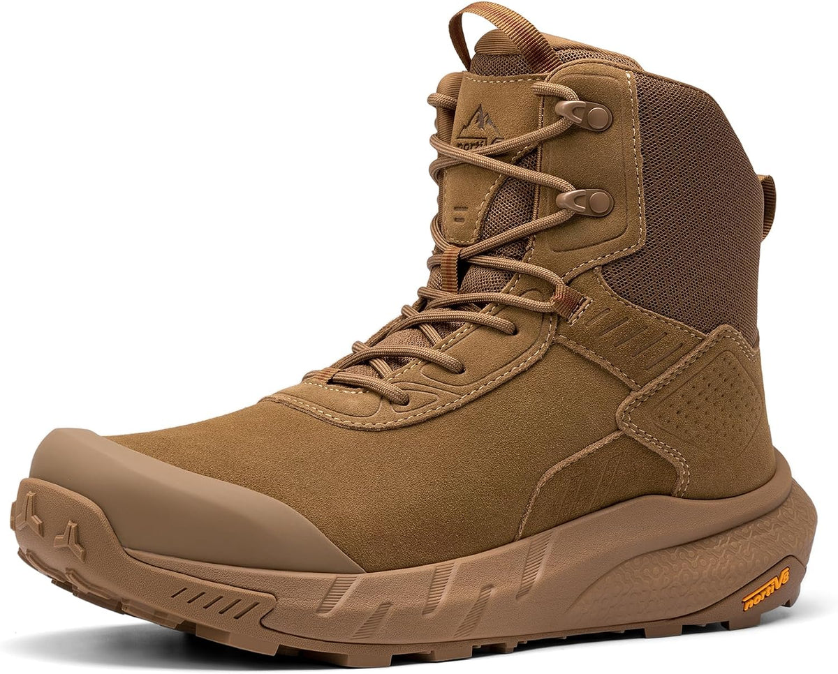 NORTIV 8 Men's Waterproof Military Tactical Hiking Work Boots Leather Motorcycle Combat Lightweight Non-Slip Boots for Men 8 Inches