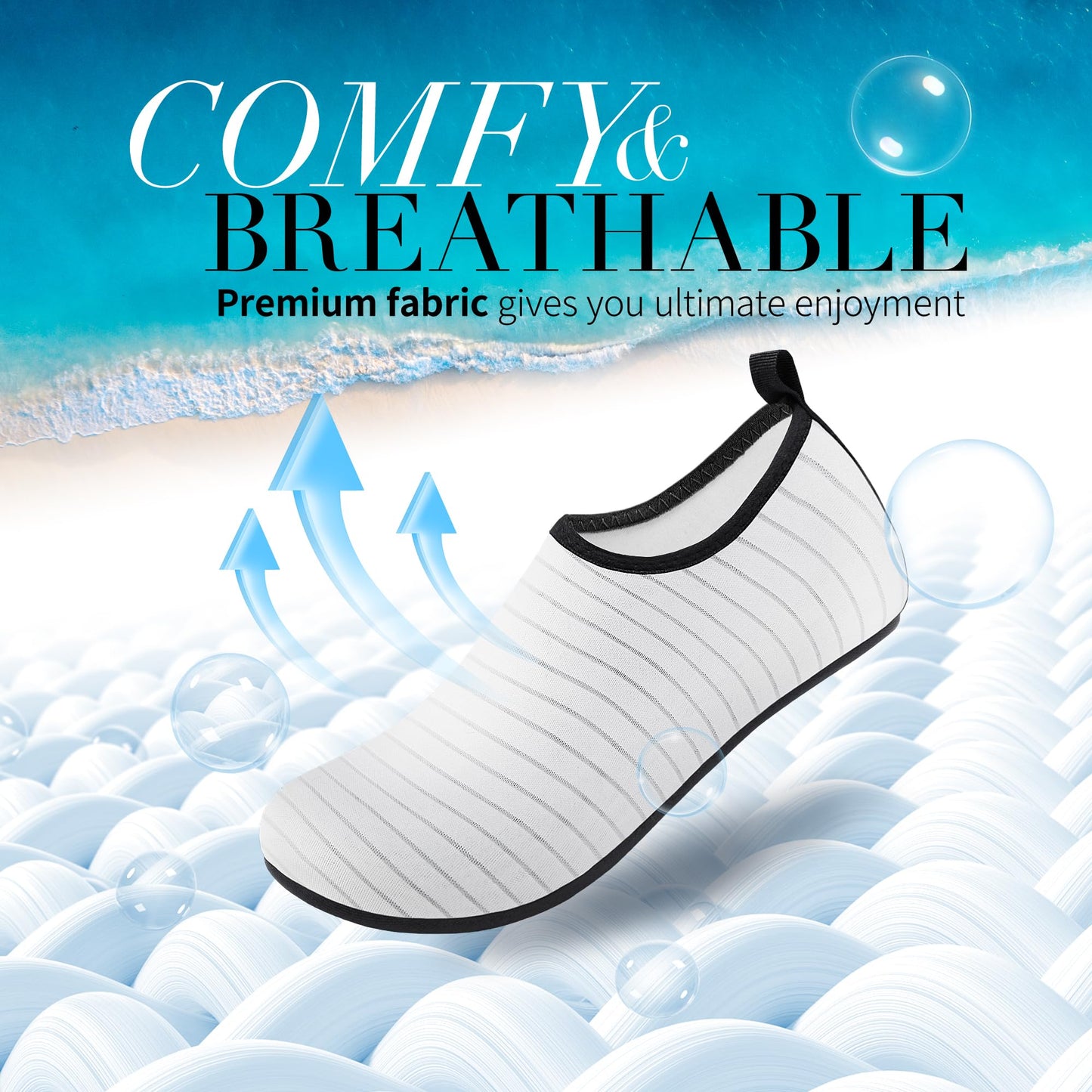 Homitem Water Shoes for Women Men Aqua Socks Swim Beach Pool River Slip-On Barefoot Quick-Dry Vacation Cruise Essentials Accessories for Yoga Kayak Sports