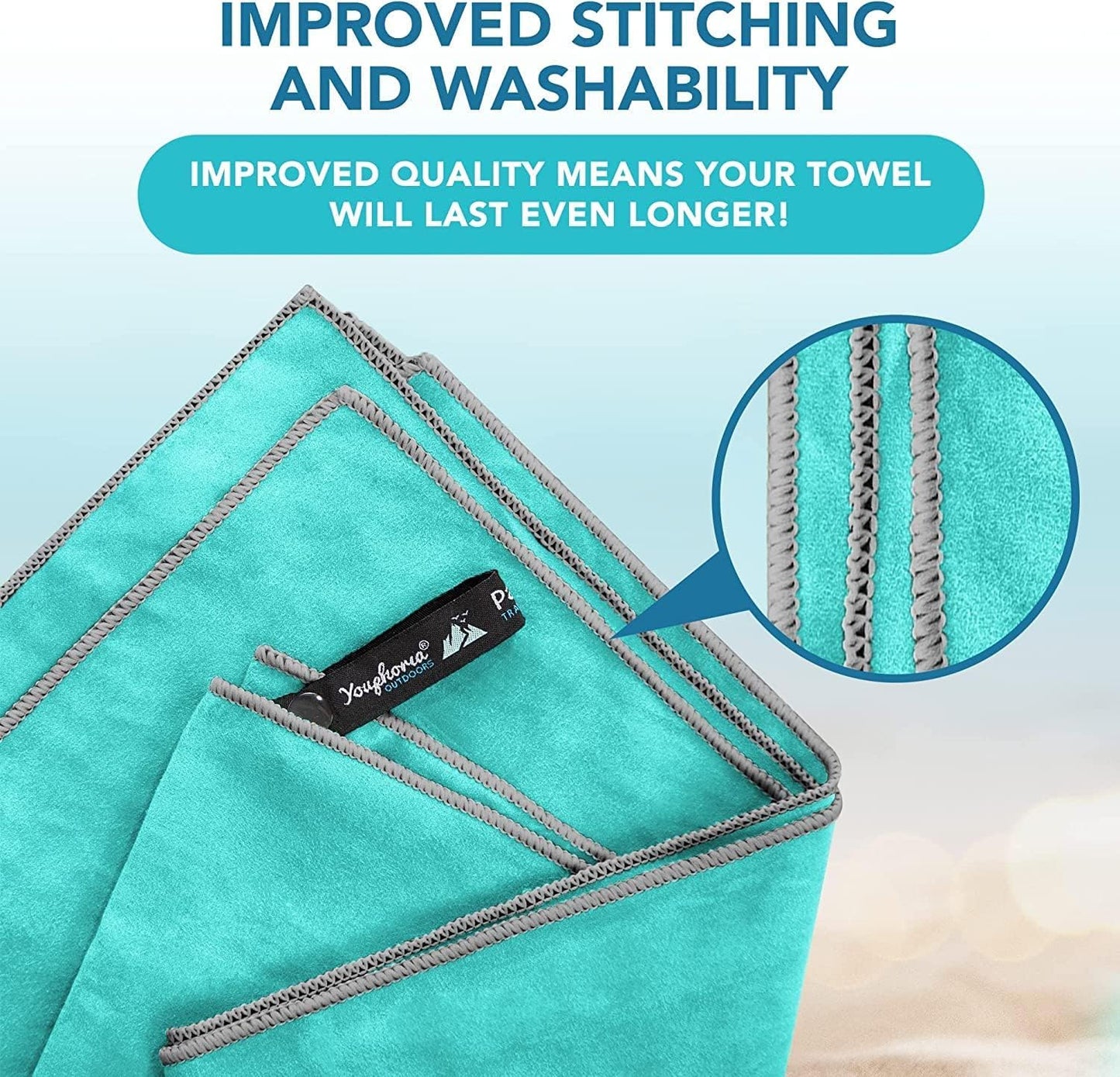 Youphoria Microfiber Travel Towel Fast Drying Lightweight - Quick Dry Towel for Camping, Beach, Backpacking, Hiking & Sport