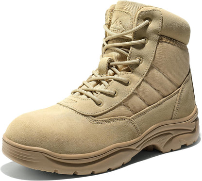 NORTIV 8 Men's Waterproof Military Work Boots 6 Inch | Leather Outdoor Hiking Motorcycle Combat Boots