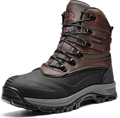 NORTIV 8 Men's Insulated Waterproof Winter Snow Boots | Sealed Build Keeps Feet Dry; Rubber Outsole Boosts Grip; Stable Fit Adds Support; Ideal for Hiking, Daily Wear BRIGADE