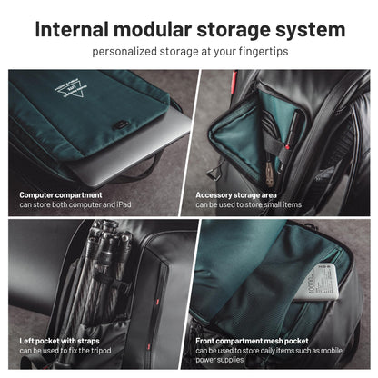 PGYTECH OneMo Lite Camera Backpack 22L for DJI, Sony, Canon, Nikon, OSMO Action/Pocket, DSLR/SLR Mirrorless, Camera Tripod Photographer Bag Gift, Black