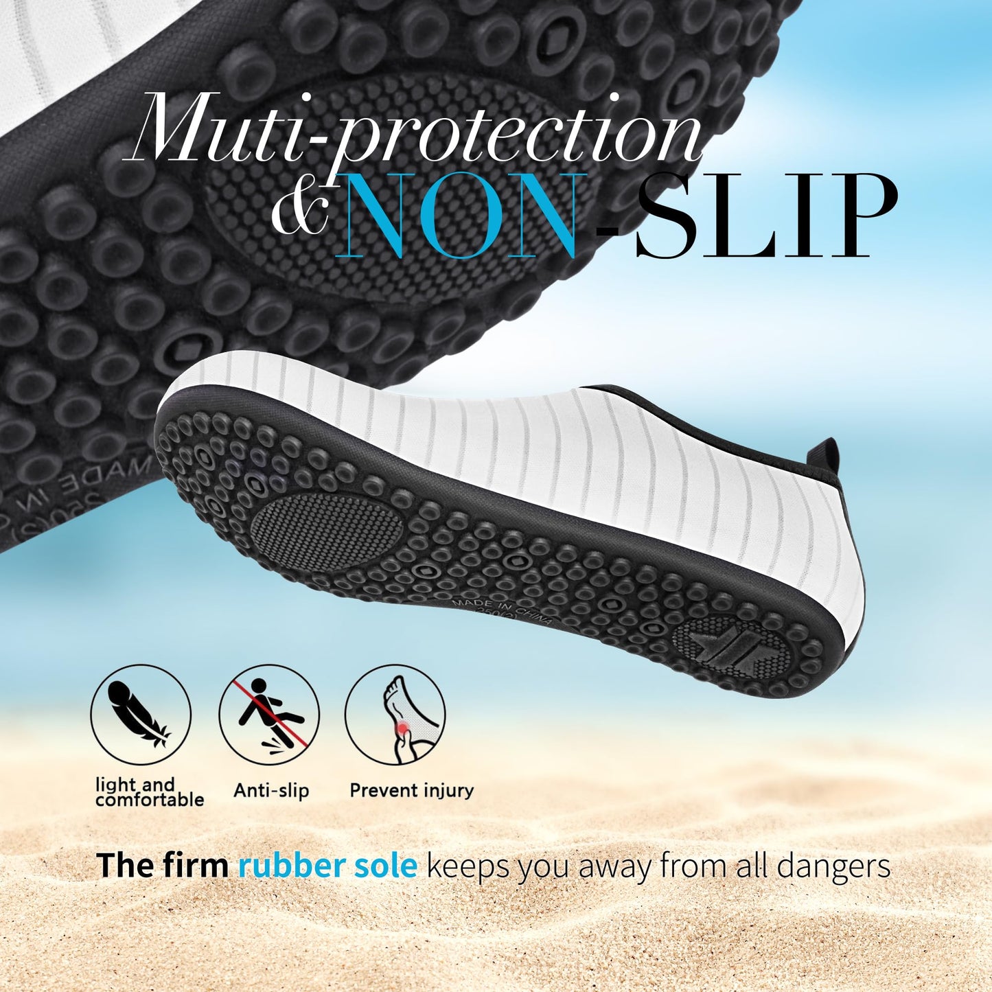 Homitem Water Shoes for Women Men Aqua Socks Swim Beach Pool River Slip-On Barefoot Quick-Dry Vacation Cruise Essentials Accessories for Yoga Kayak Sports