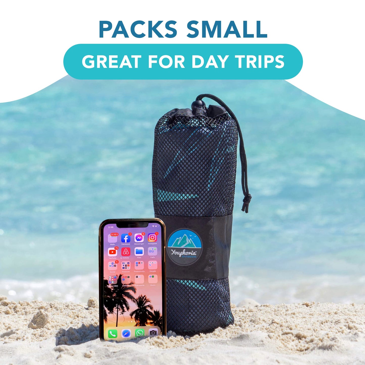 Youphoria Microfiber Travel Towel Fast Drying Lightweight - Quick Dry Towel for Camping, Beach, Backpacking, Hiking & Sport