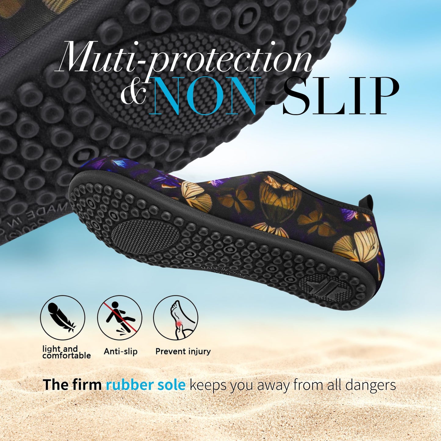 Homitem Water Shoes for Women Men Aqua Socks Swim Beach Pool River Slip-On Barefoot Quick-Dry Vacation Cruise Essentials Accessories for Yoga Kayak Sports