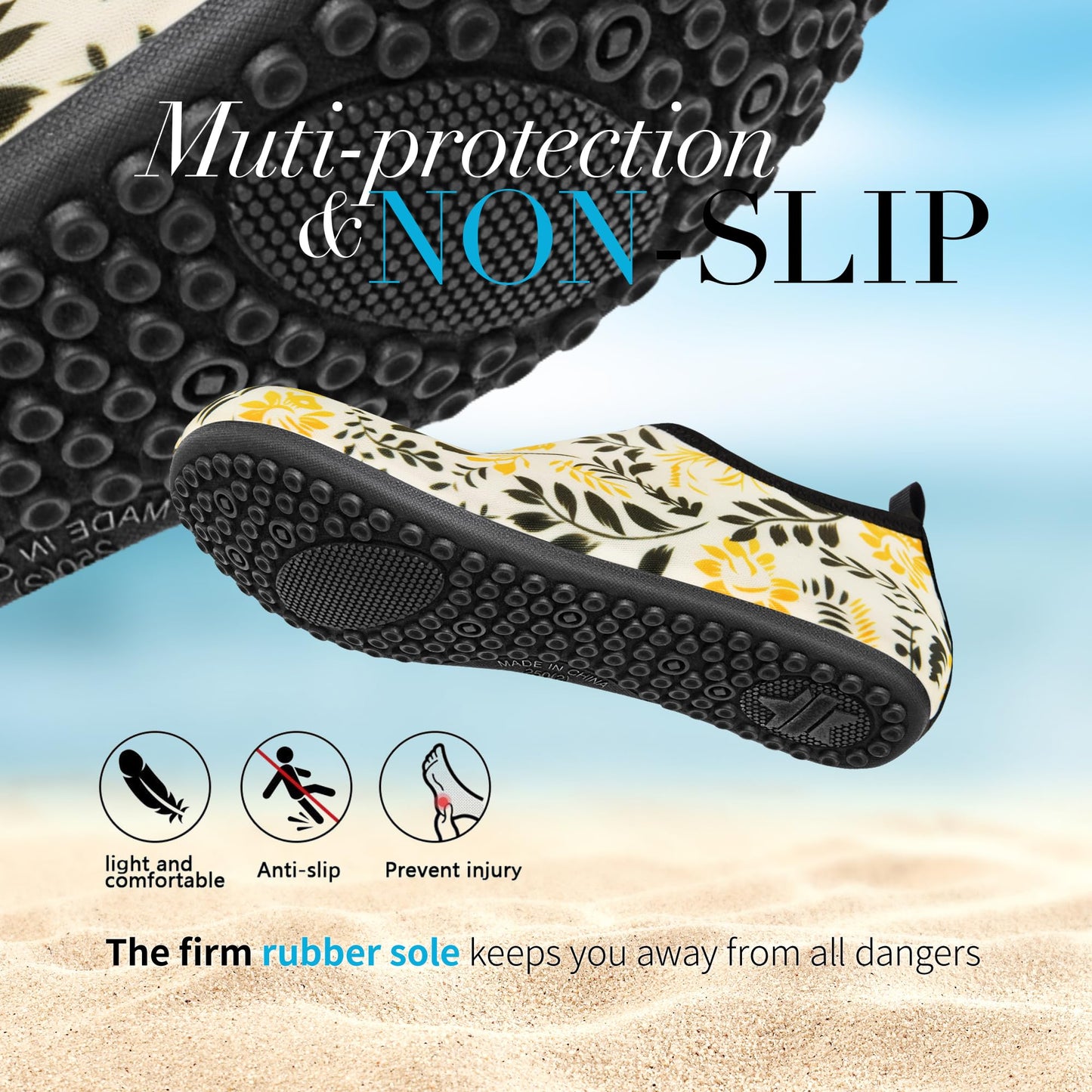 Homitem Water Shoes for Women Men Aqua Socks Swim Beach Pool River Slip-On Barefoot Quick-Dry Vacation Cruise Essentials Accessories for Yoga Kayak Sports