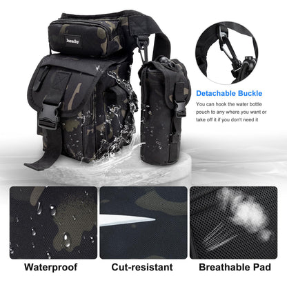 Jueachy Drop Leg Bag for Men Tactical Metal Detecting Thigh Pack with Water Bottle Pouch
