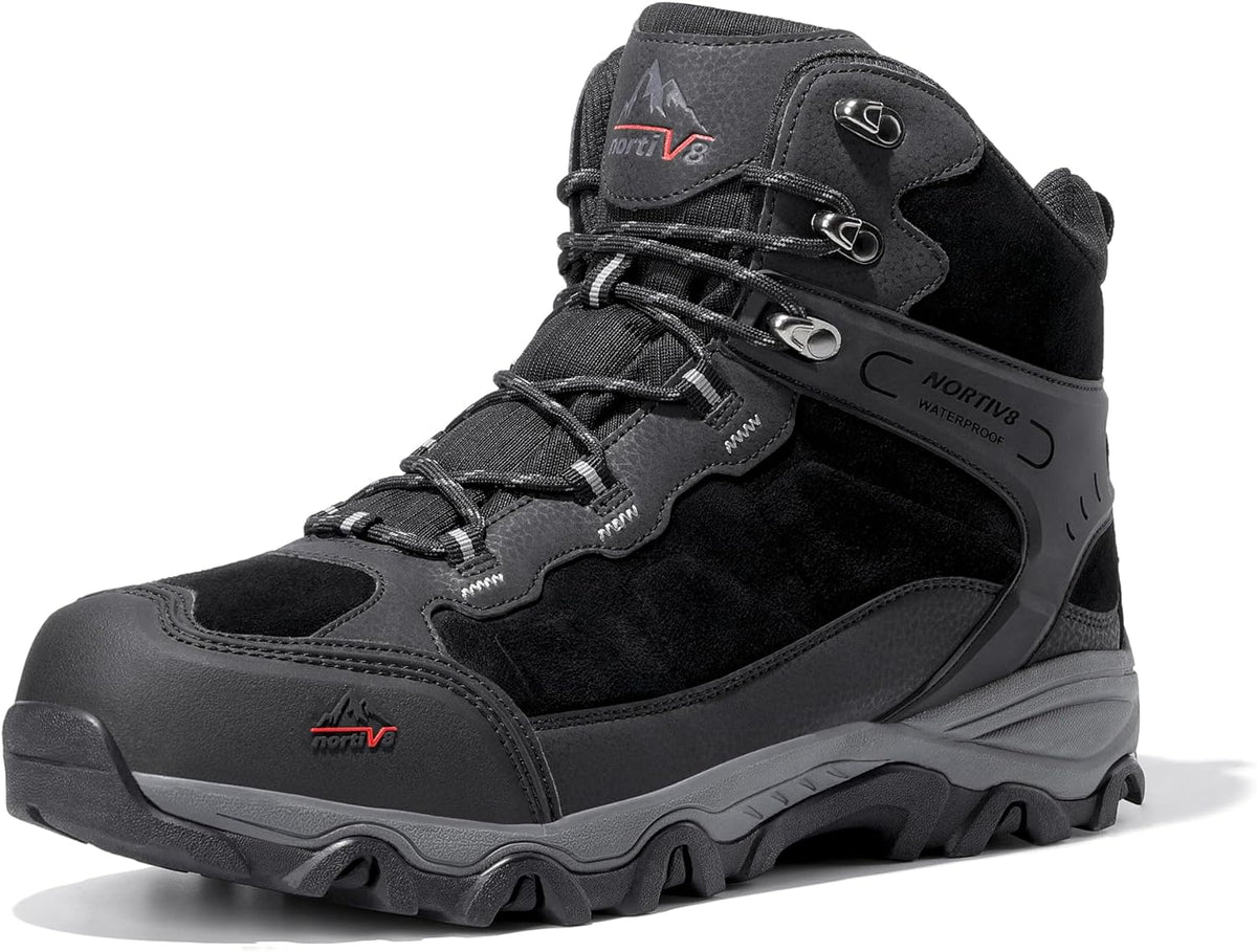NORTIV 8 Men's Waterproof Lightweight Hiking Boots | Mid Top Suede Hiking Boots for Outdoor Trekking, Camping and Mountaineering Paladin