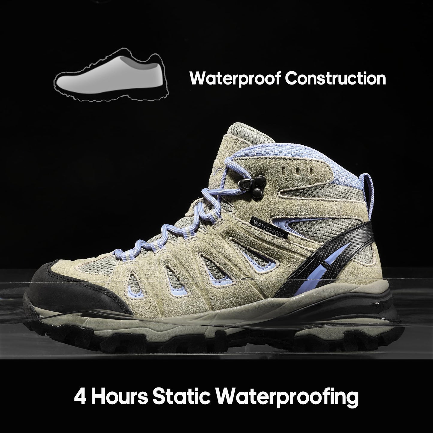 NORTIV 8 Women's Waterproof Hiking Boots Outdoor Trekking Camping Trail Hiking Boots