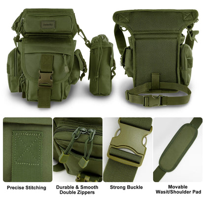 Jueachy Drop Leg Bag for Men Tactical Metal Detecting Thigh Pack with Water Bottle Pouch