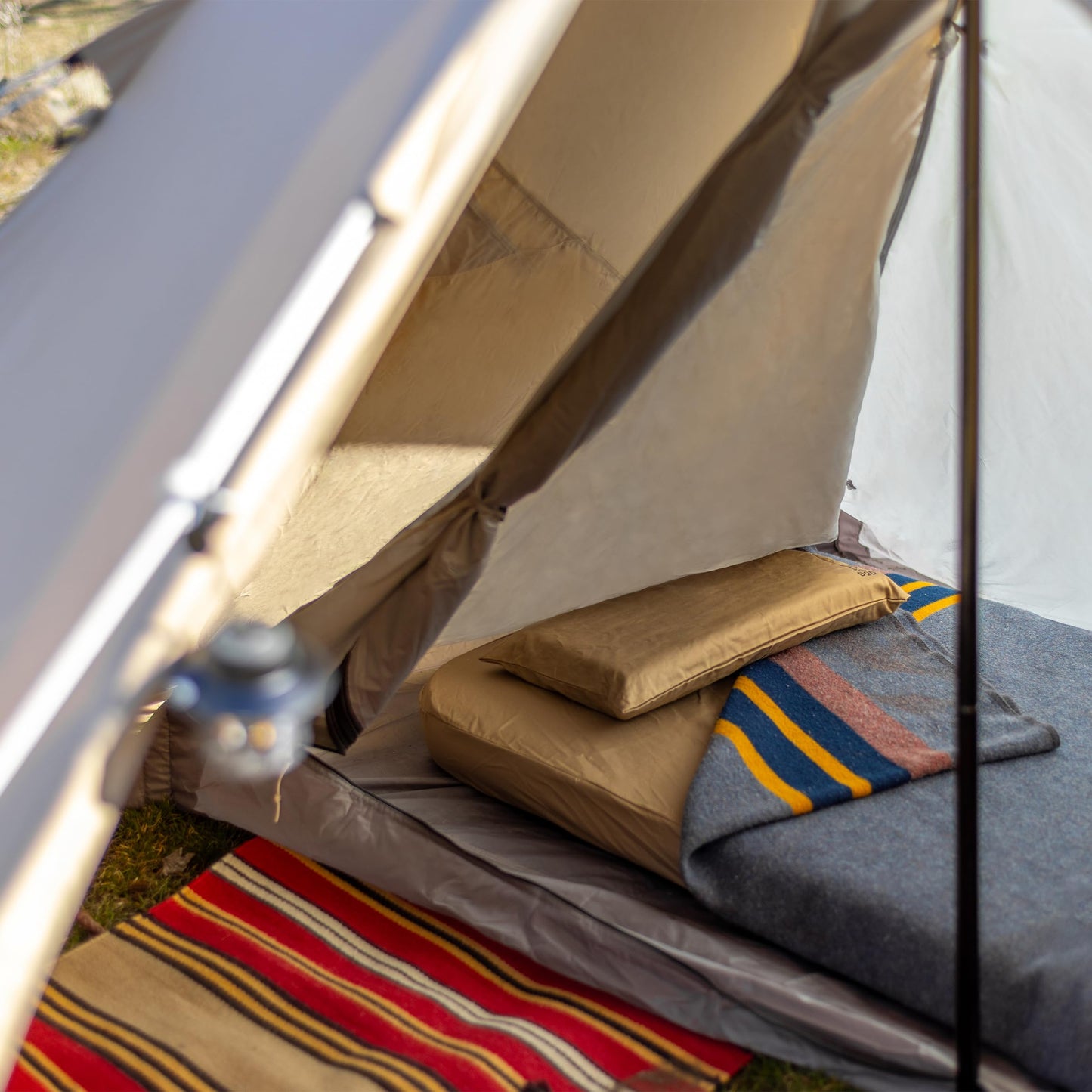 DOD Soto Sleeping Pad for Camping - Extra Thick Self-Inflating Camping - Mattress and Camping Pillow - Tan - Medium