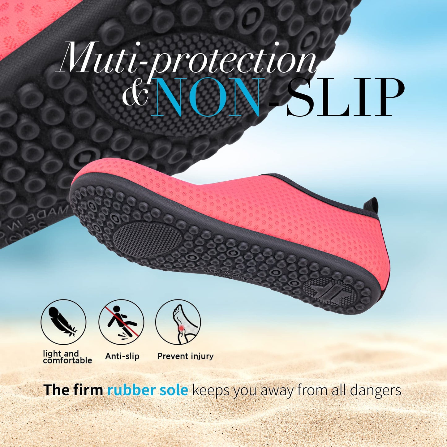 Homitem Water Shoes for Women Men Aqua Socks Swim Beach Pool River Slip-On Barefoot Quick-Dry Vacation Cruise Essentials Accessories for Yoga Kayak Sports