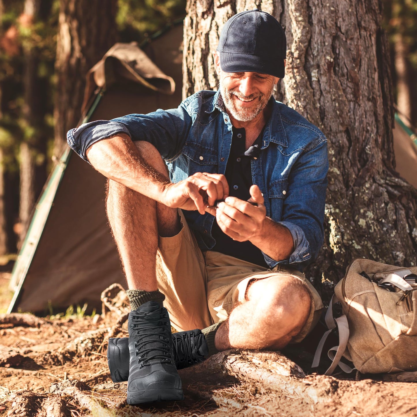 NORTIV 8 Men's Ankle High Waterproof Hiking Boots Outdoor Lightweight Shoes Trekking Trails Armadillo