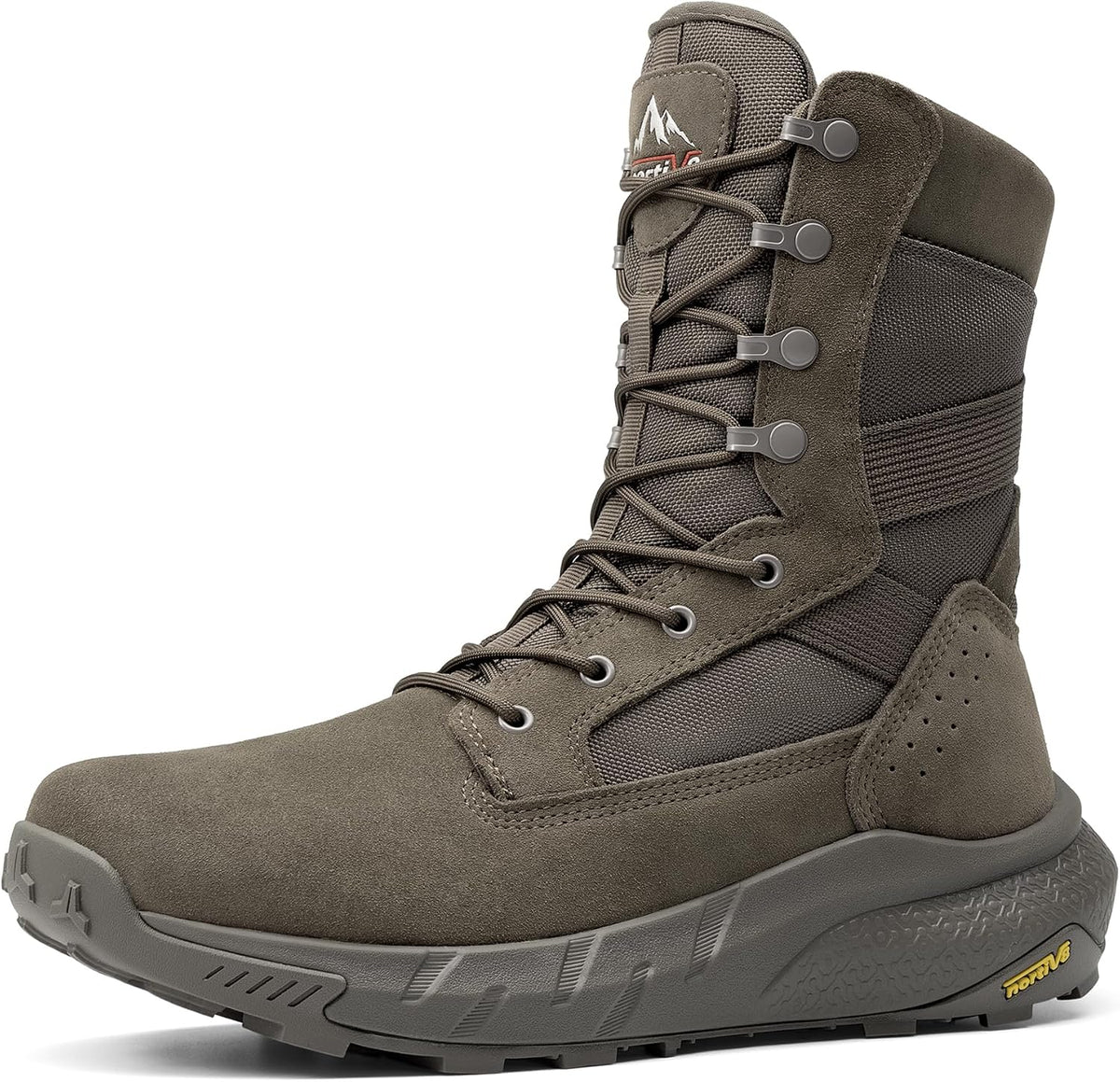 NORTIV 8 Men's Breathable Tactical Military Work Boots | Side Zipper Leather Lightweight Hiking Motorcycle Combat Boots 8 Inches Peakforce