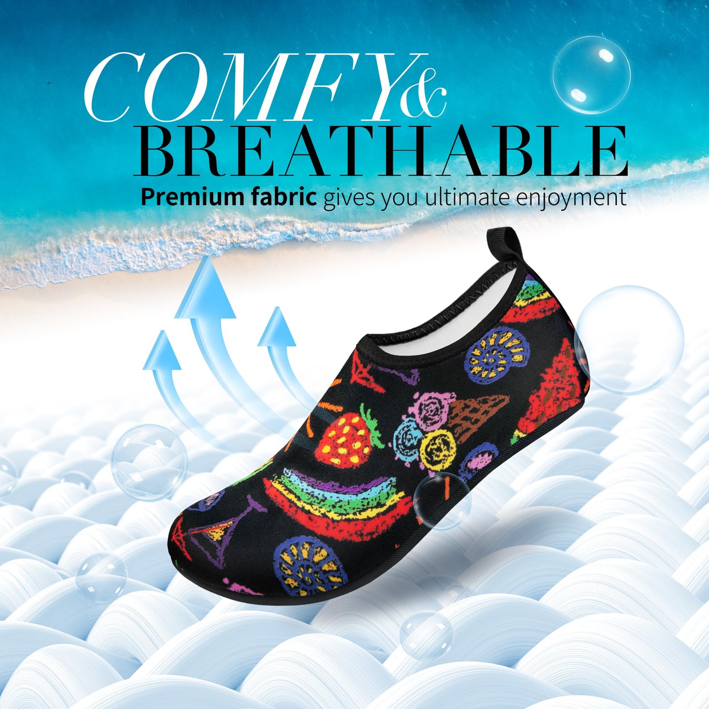 Homitem Water Shoes for Women Men Aqua Socks Swim Beach Pool River Slip-On Barefoot Quick-Dry Vacation Cruise Essentials Accessories for Yoga Kayak Sports