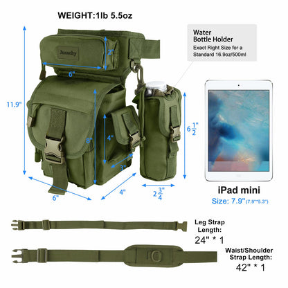 Jueachy Drop Leg Bag for Men Tactical Metal Detecting Thigh Pack with Water Bottle Pouch
