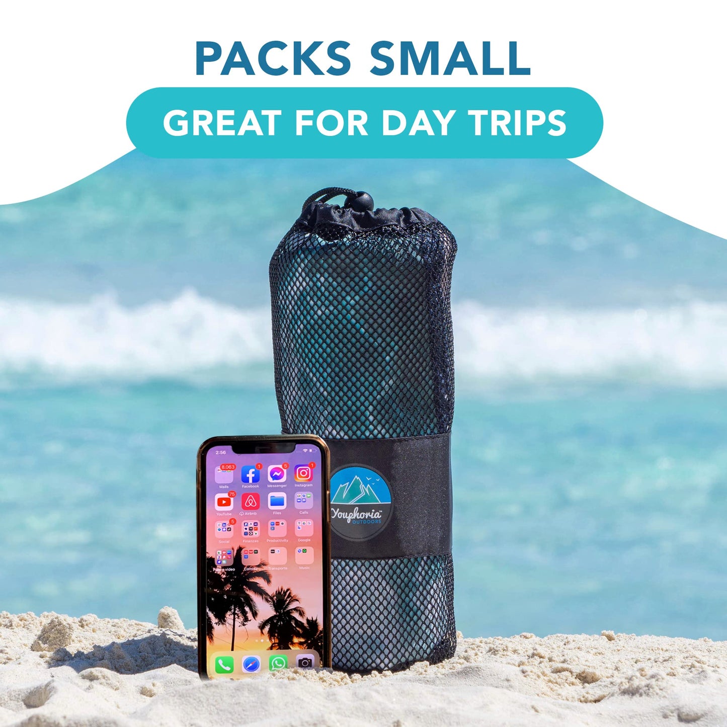 Youphoria Microfiber Travel Towel Fast Drying Lightweight - Quick Dry Towel for Camping, Beach, Backpacking, Hiking & Sport