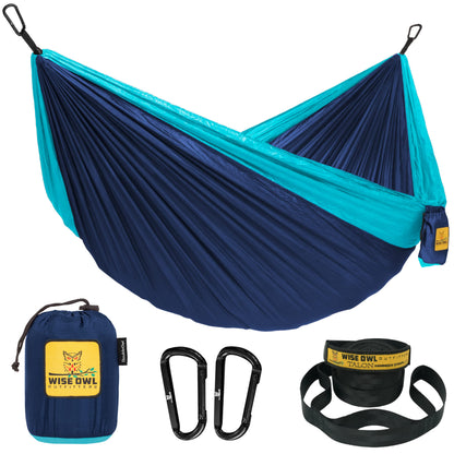 Wise Owl Outfitters Hammock for Camping Hammocks Gear for The Outdoors Backpacking Survival or Travel - Portable Lightweight Parachute Nylon - Up to 500lbs