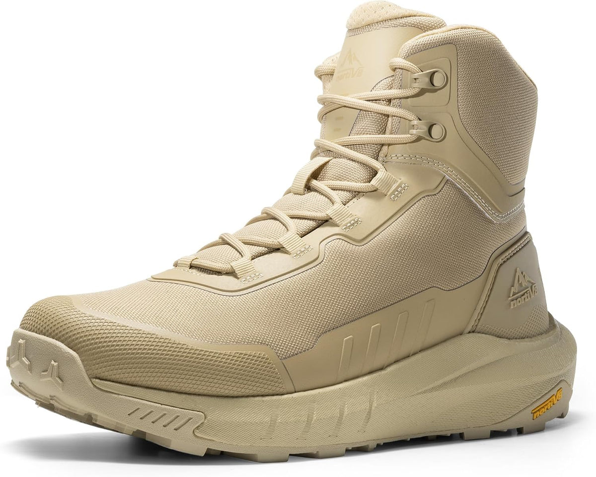 NORTIV 8 Men's Tactical Hiking Boots Lightweight Cushion | Side Zipper Motorcycle Combat Boots with Arch Support Sole for All Day Comfort, Outdoor Hiking Military Use 8In Terrascope