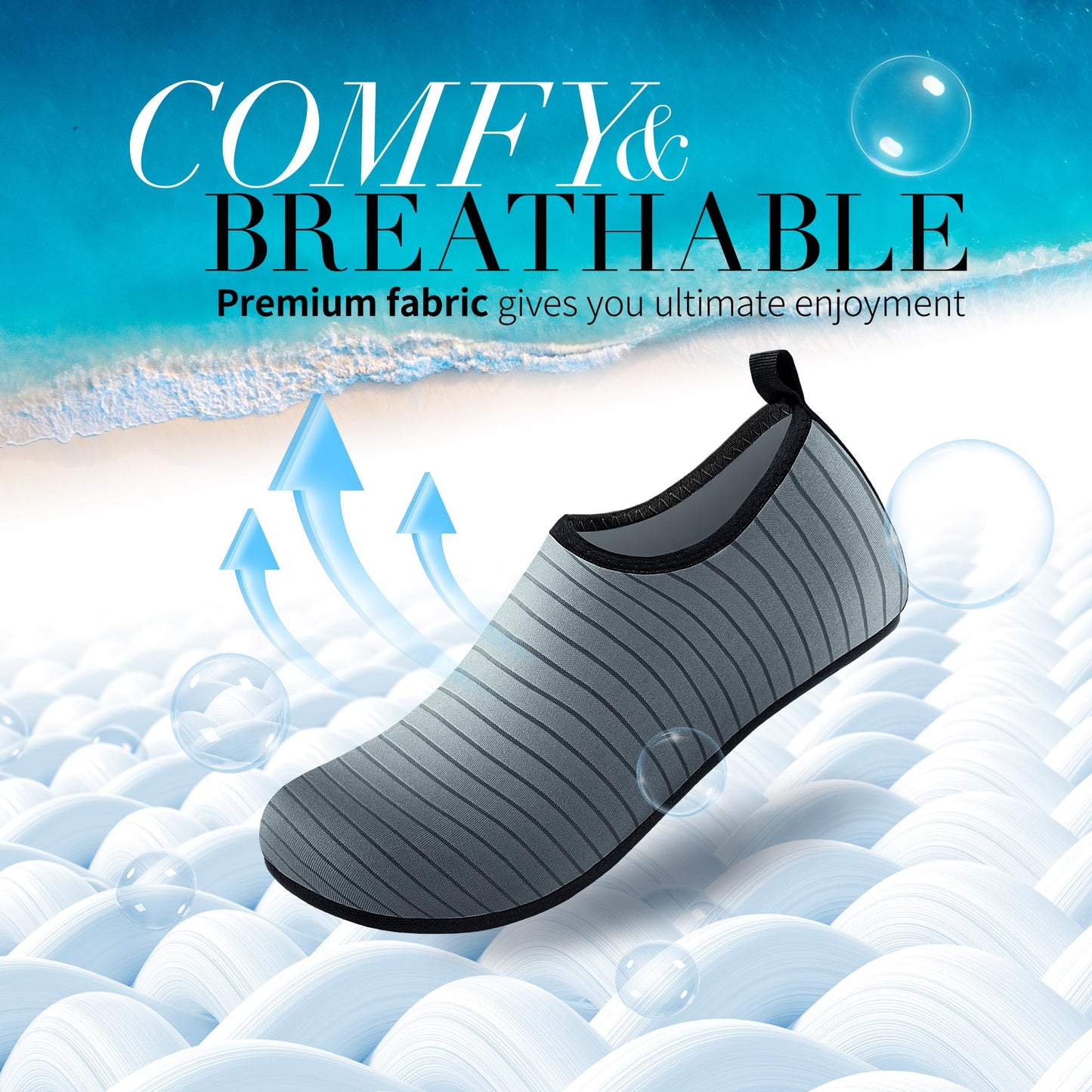 Homitem Water Shoes for Women Men Aqua Socks Swim Beach Pool River Slip-On Barefoot Quick-Dry Vacation Cruise Essentials Accessories for Yoga Kayak Sports