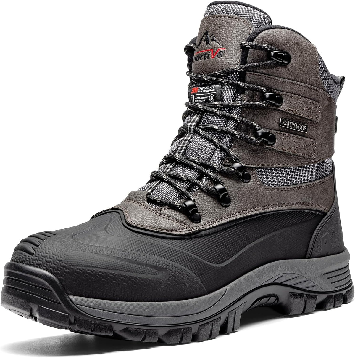 NORTIV 8 Men's Insulated Waterproof Winter Snow Boots | Sealed Build Keeps Feet Dry; Rubber Outsole Boosts Grip; Stable Fit Adds Support; Ideal for Hiking, Daily Wear BRIGADE