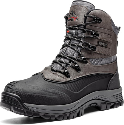 NORTIV 8 Men's Insulated Waterproof Winter Snow Boots | Sealed Build Keeps Feet Dry; Rubber Outsole Boosts Grip; Stable Fit Adds Support; Ideal for Hiking, Daily Wear BRIGADE