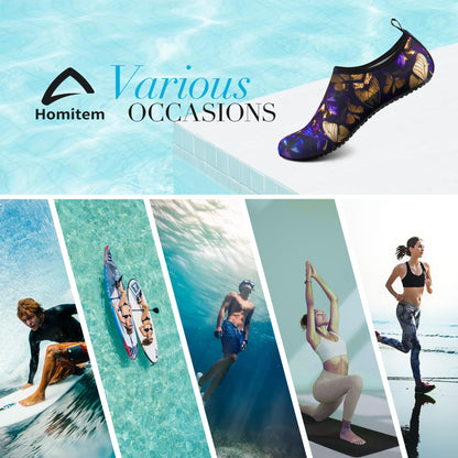 Homitem Water Shoes for Women Men Aqua Socks Swim Beach Pool River Slip-On Barefoot Quick-Dry Vacation Cruise Essentials Accessories for Yoga Kayak Sports