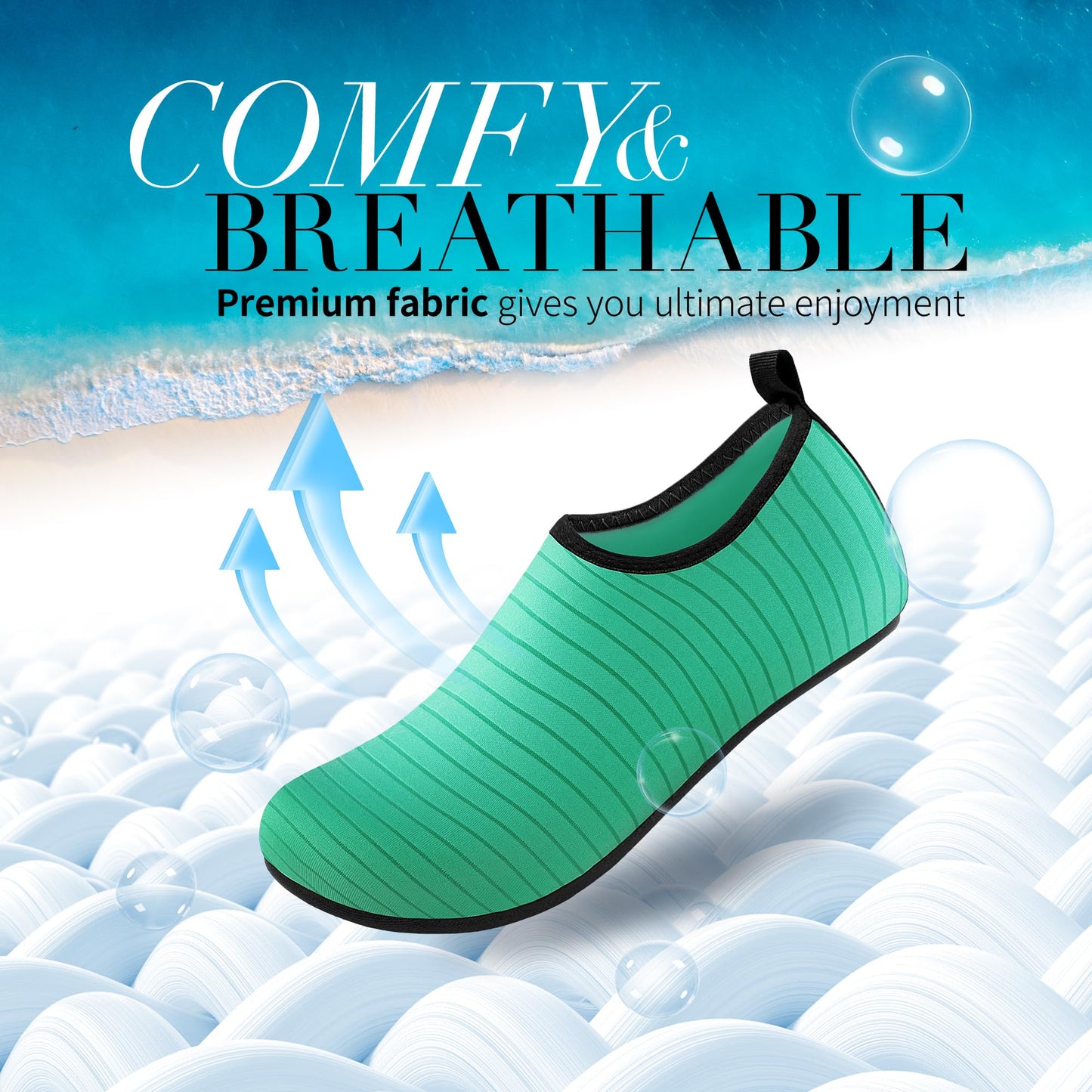 Homitem Water Shoes for Women Men Aqua Socks Swim Beach Pool River Slip-On Barefoot Quick-Dry Vacation Cruise Essentials Accessories for Yoga Kayak Sports