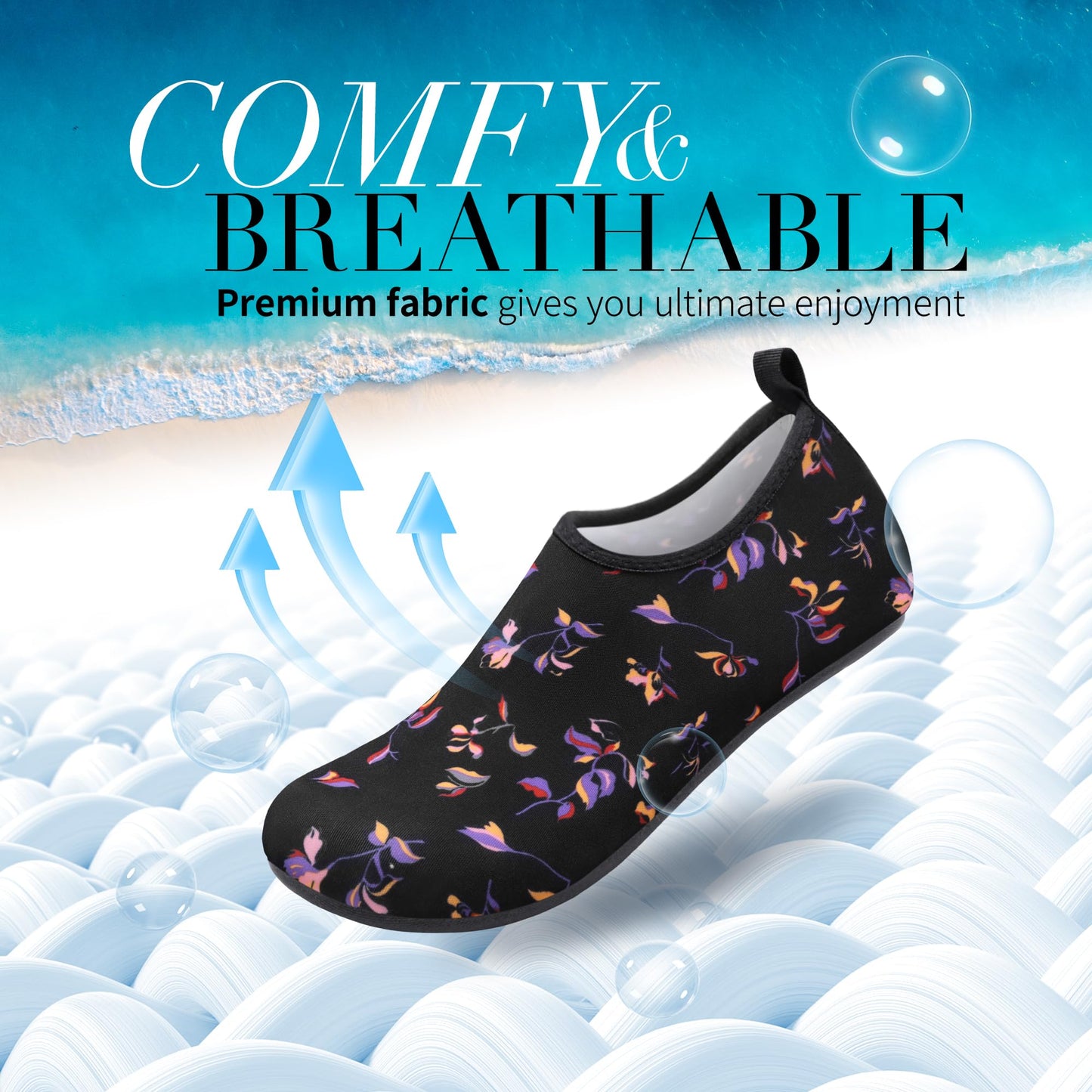 Homitem Water Shoes for Women Men Aqua Socks Swim Beach Pool River Slip-On Barefoot Quick-Dry Vacation Cruise Essentials Accessories for Yoga Kayak Sports