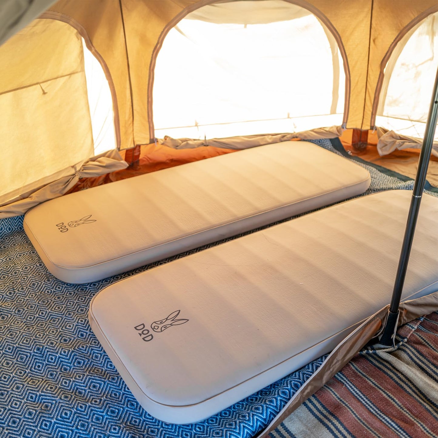 DOD Soto Sleeping Pad for Camping - Extra Thick Self-Inflating Camping - Mattress and Camping Pillow - Tan - Medium