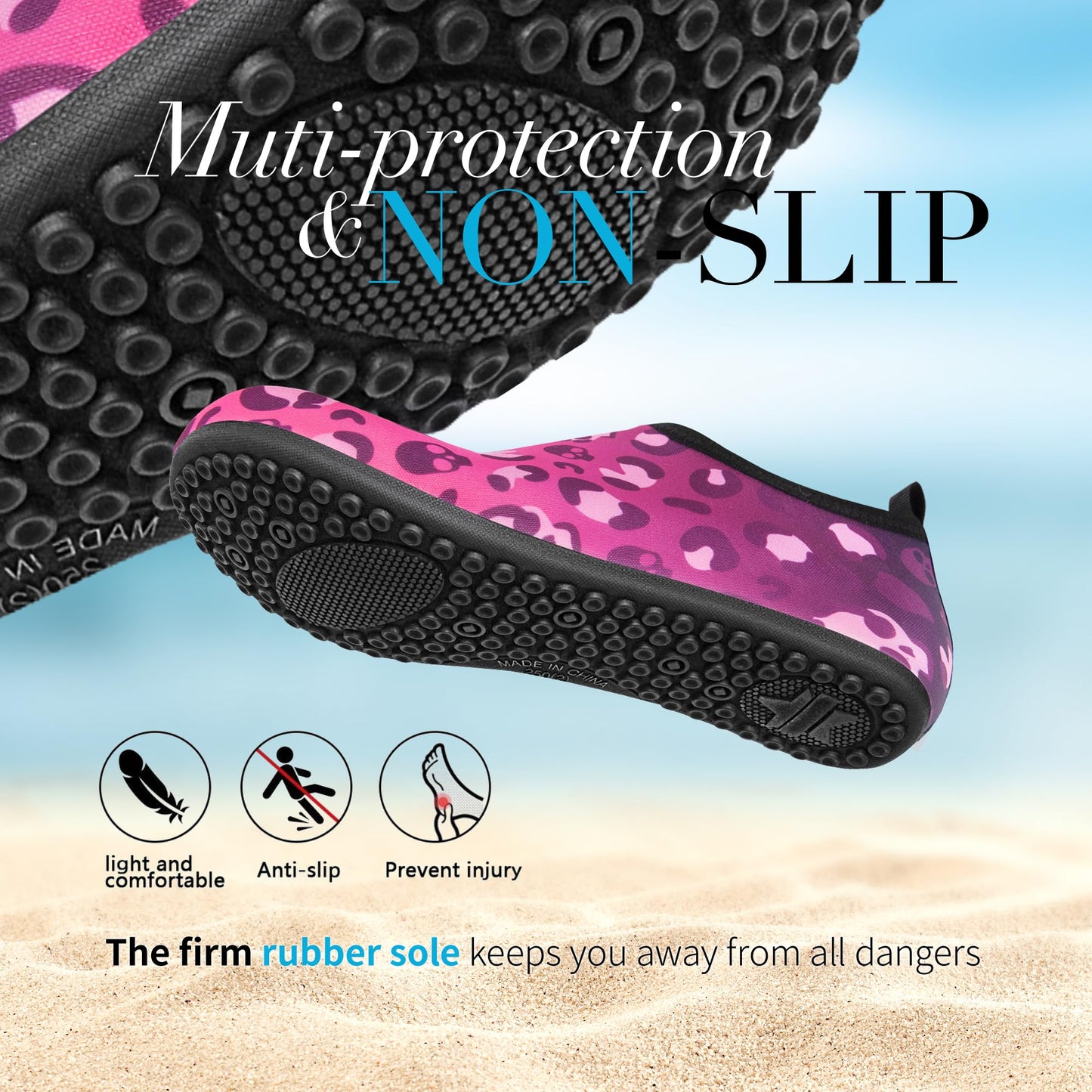 Homitem Water Shoes for Women Men Aqua Socks Swim Beach Pool River Slip-On Barefoot Quick-Dry Vacation Cruise Essentials Accessories for Yoga Kayak Sports