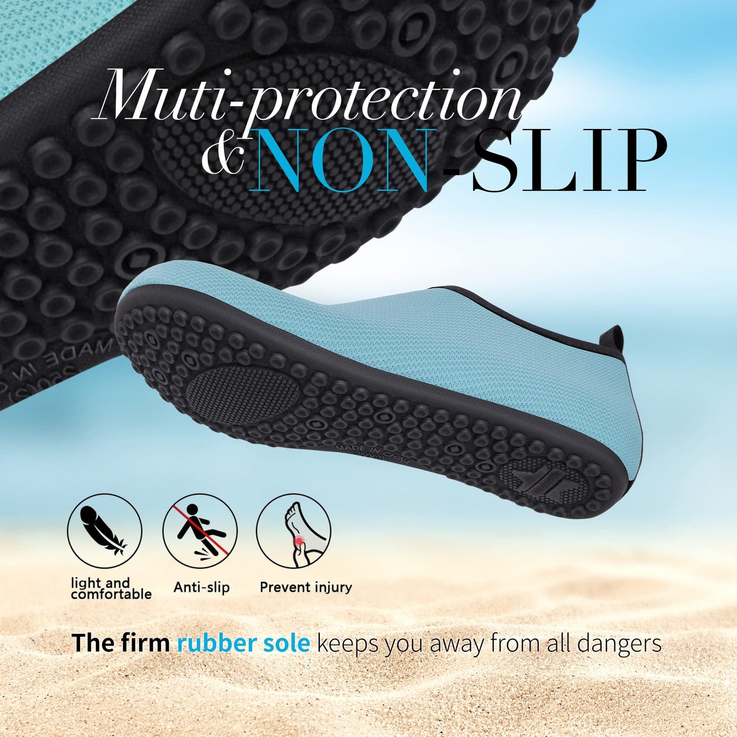 Homitem Water Shoes for Women Men Aqua Socks Swim Beach Pool River Slip-On Barefoot Quick-Dry Vacation Cruise Essentials Accessories for Yoga Kayak Sports