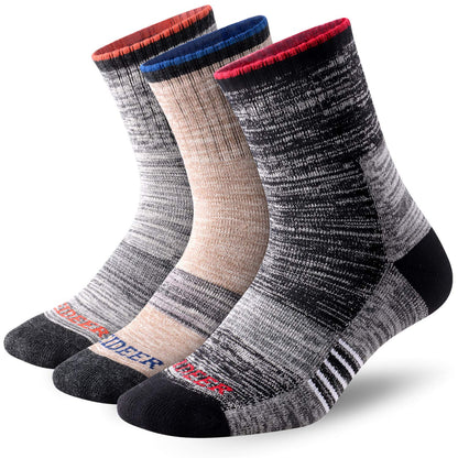 FEIDEER Men's Hiking Walking Socks, Multi-pack Wicking Cushioned Outdoor Recreation Quarter Crew Socks