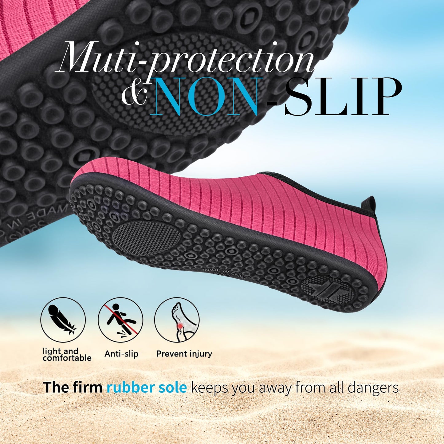 Homitem Water Shoes for Women Men Aqua Socks Swim Beach Pool River Slip-On Barefoot Quick-Dry Vacation Cruise Essentials Accessories for Yoga Kayak Sports