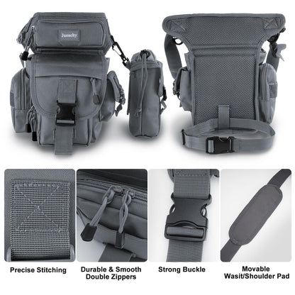Jueachy Drop Leg Bag for Men Tactical Metal Detecting Thigh Pack with Water Bottle Pouch