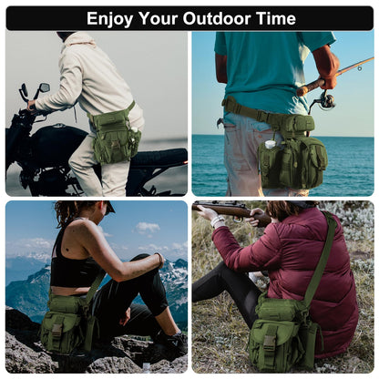 Jueachy Drop Leg Bag for Men Tactical Metal Detecting Thigh Pack with Water Bottle Pouch