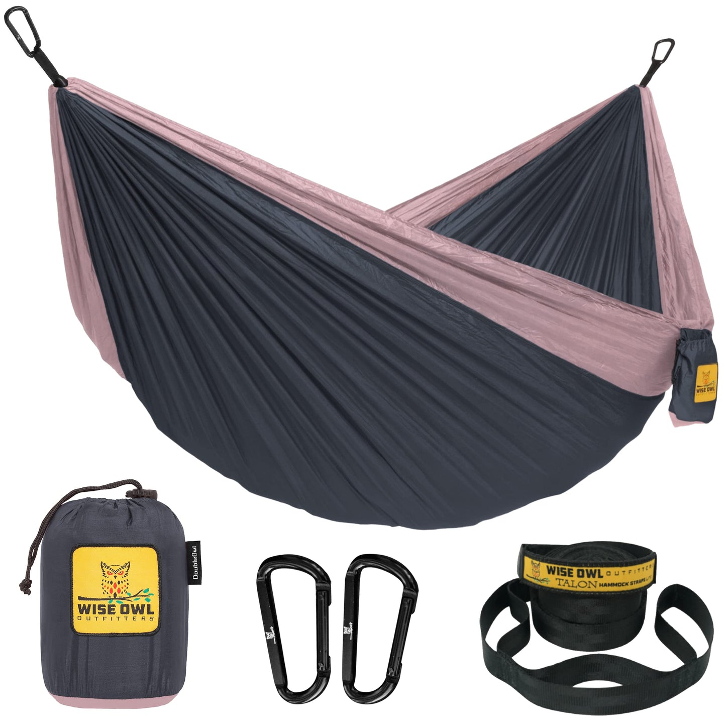 Wise Owl Outfitters Hammock for Camping Hammocks Gear for The Outdoors Backpacking Survival or Travel - Portable Lightweight Parachute Nylon - Up to 500lbs