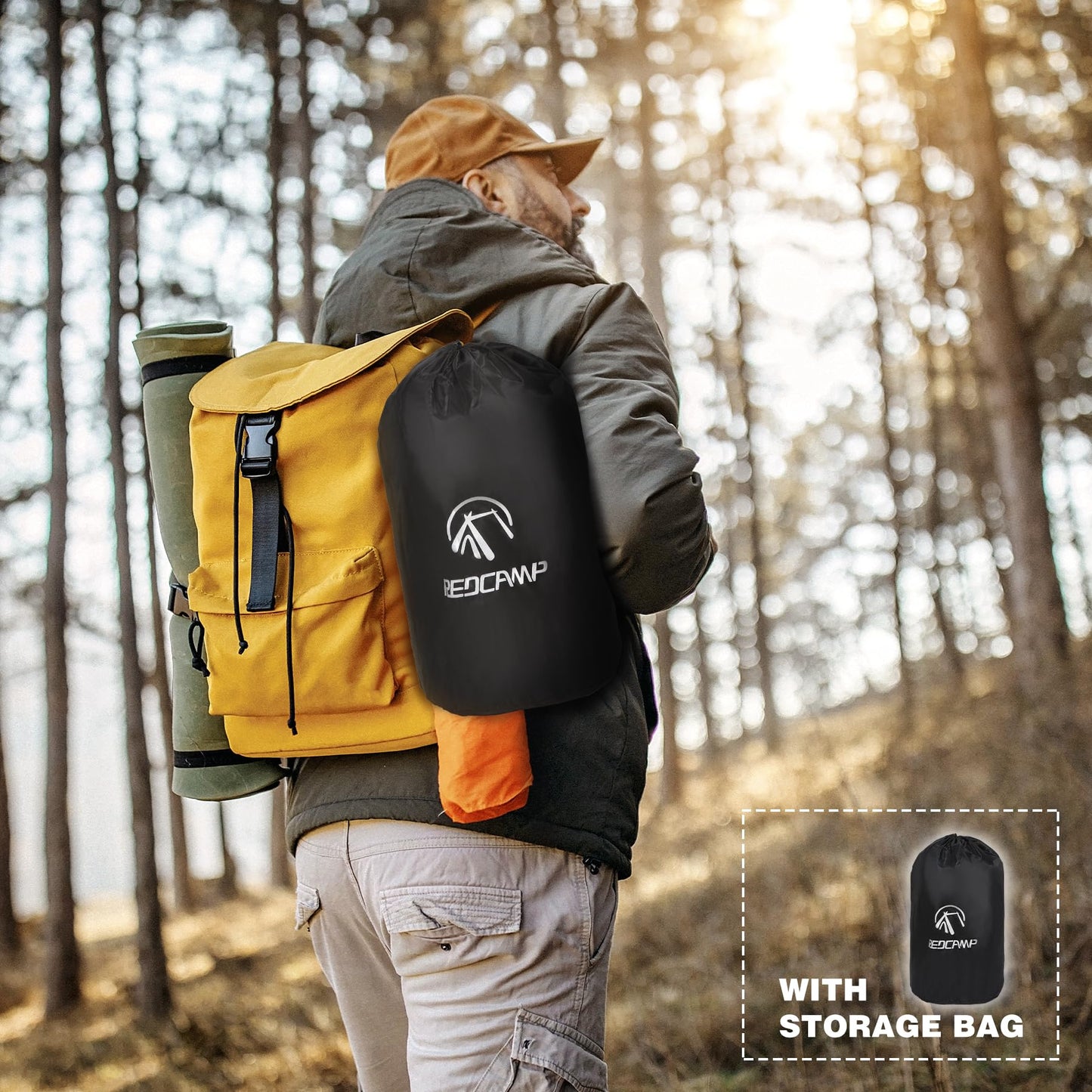 REDCAMP Large Camping Blanket with Sherpa Lining, Cold Weather Warm Outdoor Blanket Windproof for Camping Stadium, Machine Washable 59"x 79"