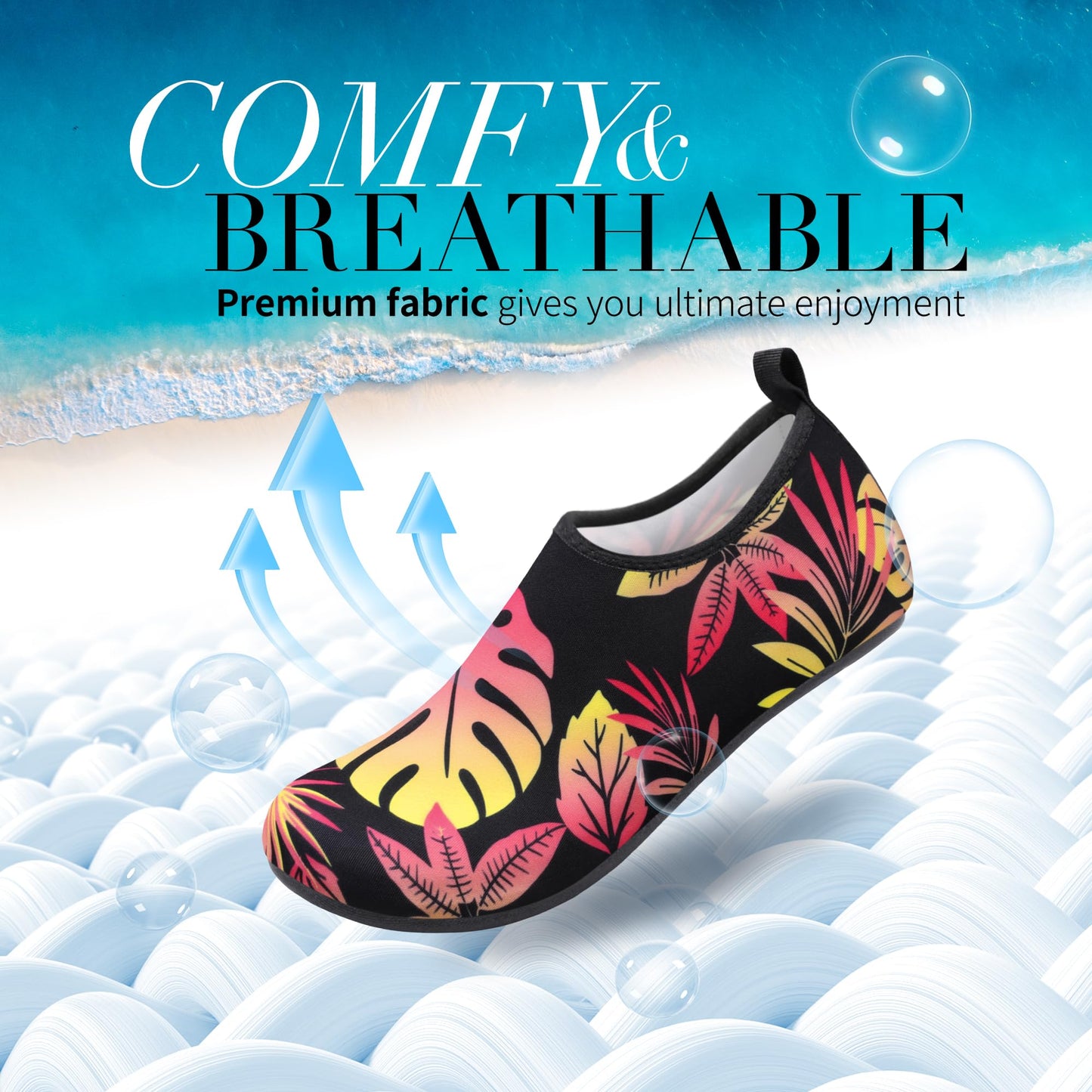 Homitem Water Shoes for Women Men Aqua Socks Swim Beach Pool River Slip-On Barefoot Quick-Dry Vacation Cruise Essentials Accessories for Yoga Kayak Sports