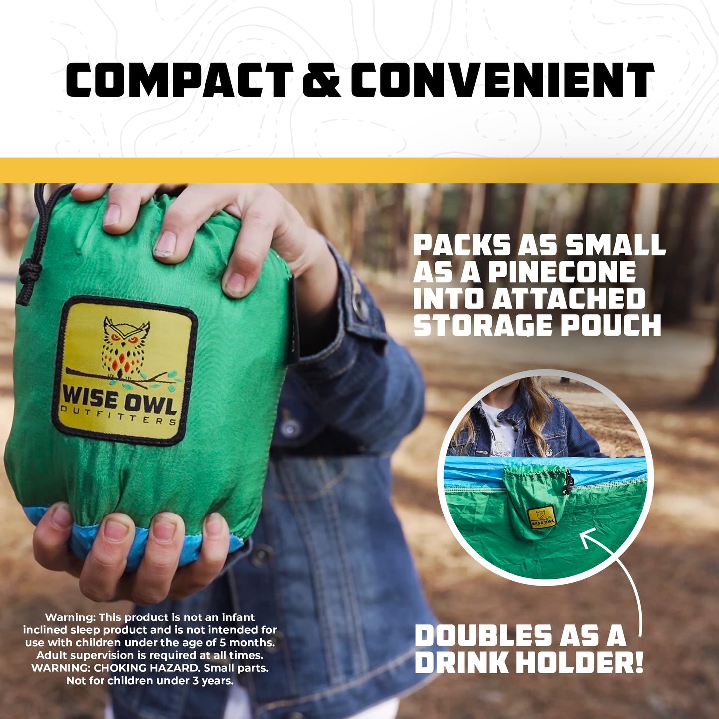 Wise Owl Outfitters Hammock for Camping Hammocks Gear for The Outdoors Backpacking Survival or Travel - Portable Lightweight Parachute Nylon - Up to 500lbs