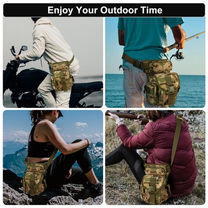 Jueachy Drop Leg Bag for Men Tactical Metal Detecting Thigh Pack with Water Bottle Pouch