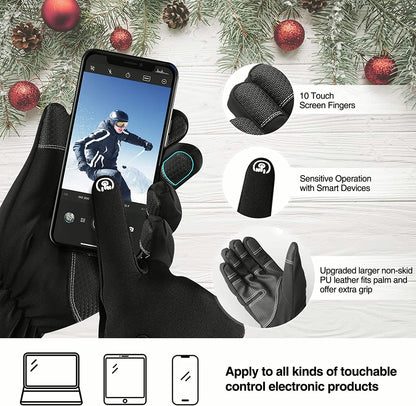 -10℉ Waterproof Winter Gloves for Men & Women, Breathable Thermal Gloves, 5-Layer Touch Screen Cold Weather Gloves