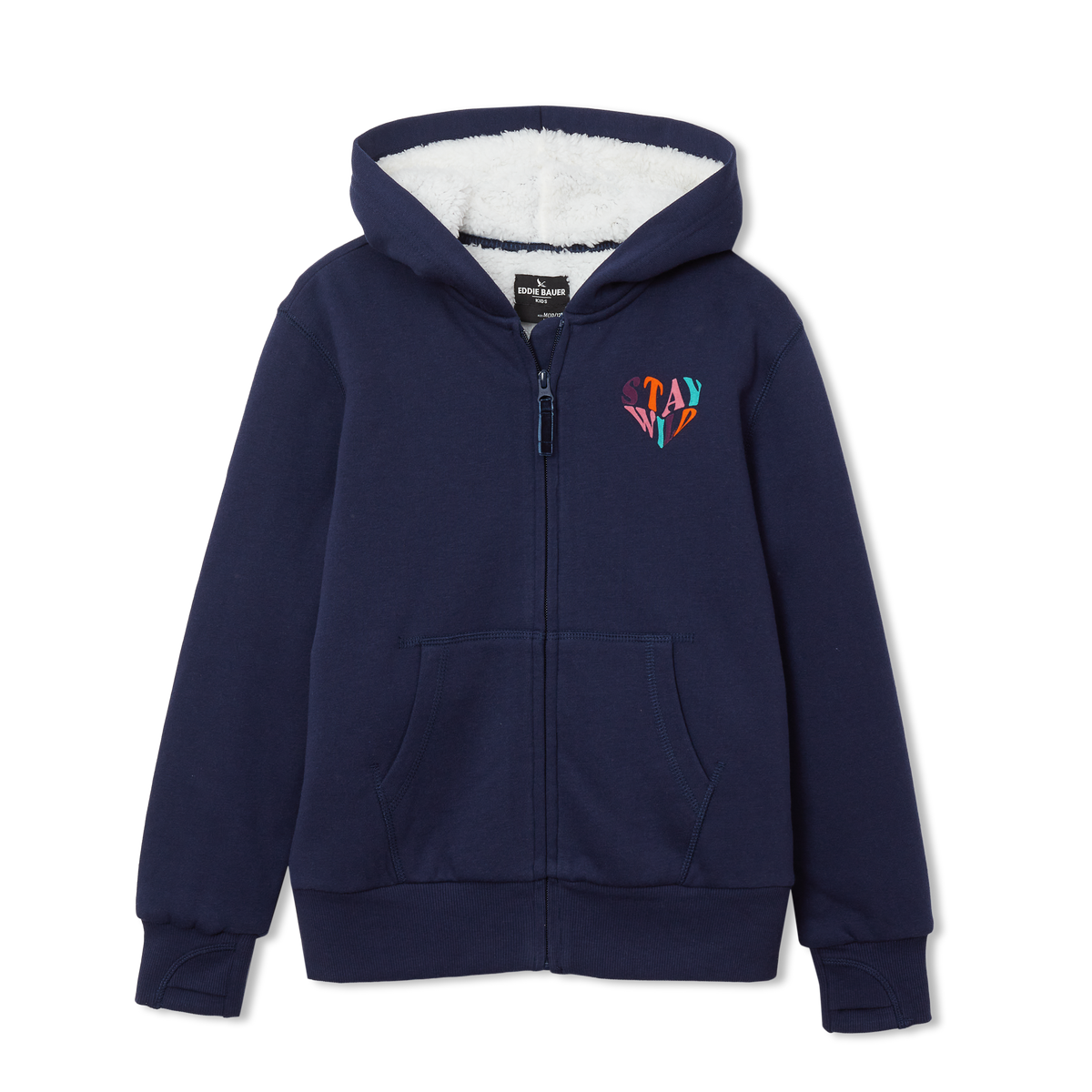Eddie Bauer Girls Camp Fleece Faux Shearling-Lined Hoodie alternate view 3