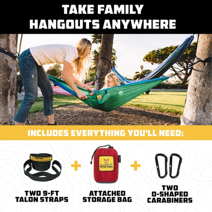 Wise Owl Outfitters Hammock for Camping Hammocks Gear for The Outdoors Backpacking Survival or Travel - Portable Lightweight Parachute Nylon - Up to 500lbs