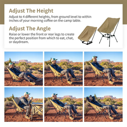 DOD Sugoi Chair - A Portable Camping and Backpacking Chair - Adjustable to The Ideal Height and Seating - Angle for Any Outdoor Activity - Black
