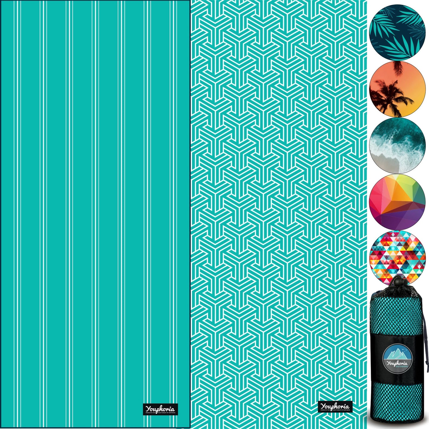 Youphoria Microfiber Travel Towel Fast Drying Lightweight - Quick Dry Towel for Camping, Beach, Backpacking, Hiking & Sport