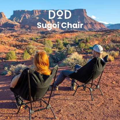 DOD Sugoi Chair - A Portable Camping and Backpacking Chair - Adjustable to The Ideal Height and Seating - Angle for Any Outdoor Activity - Black
