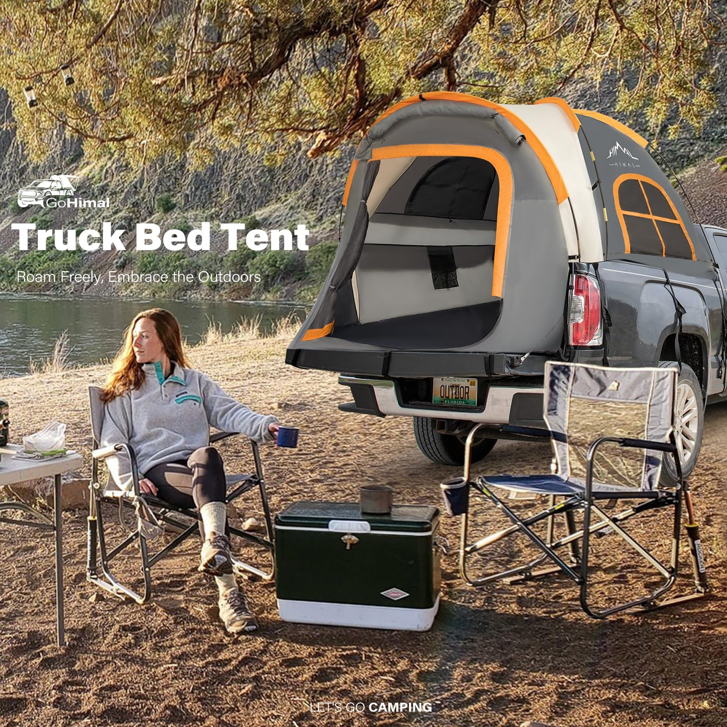 Pickup Truck Tent, Waterproof PU2000mm Double Layer for 6.5 FT Truck Bed, Portable Truck Bed Tent for Camping, Blue